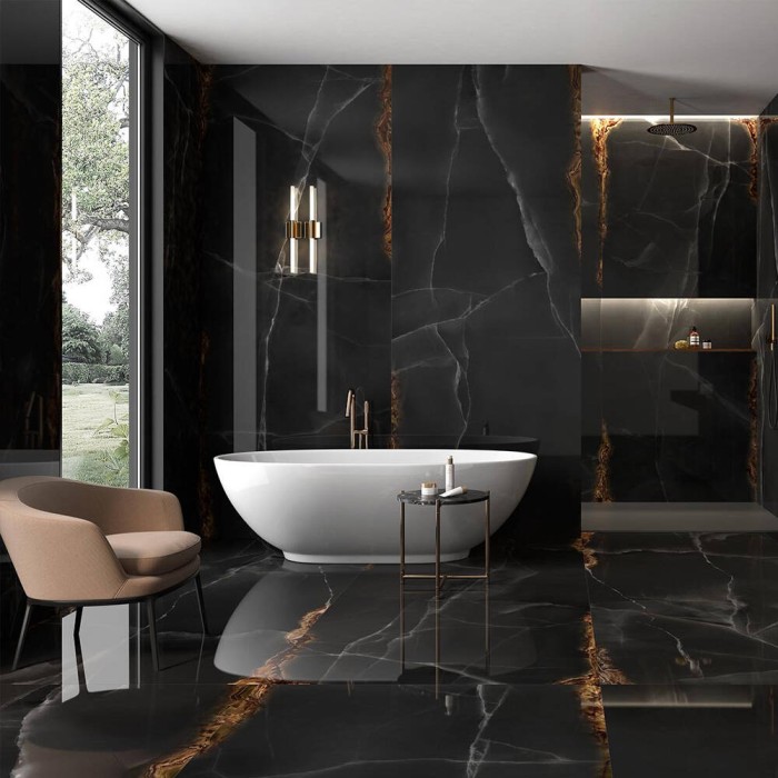 Керамограніт ITT Ceramic Onice Black Polished Rect 6mm 120x300 см