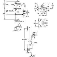 Набiр змiшувачiв 3 в 1 для ванни Grohe Eurosmart UA123238S3