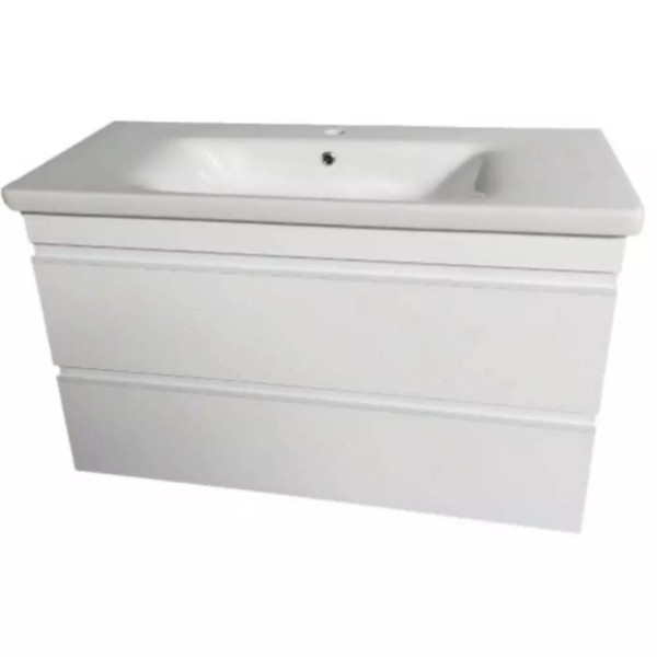 Тумба Devit Frame 753100W 100 см з раковиною та сифоном, біла глянцева