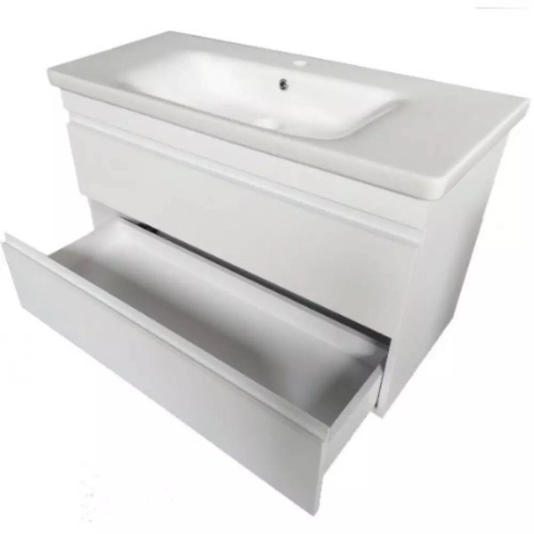 Тумба Devit Frame 753100W 100 см з раковиною та сифоном, біла глянцева