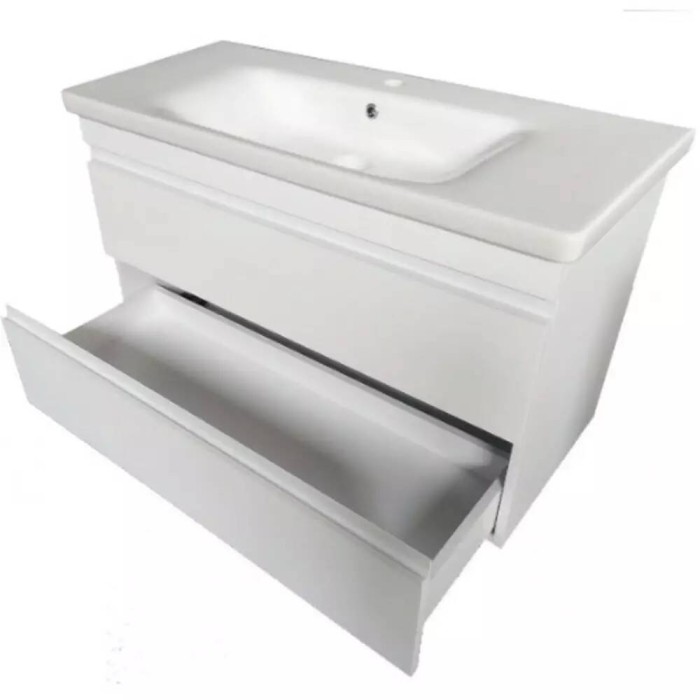 Тумба Devit Frame 753100W 100 см з раковиною та сифоном, біла глянцева