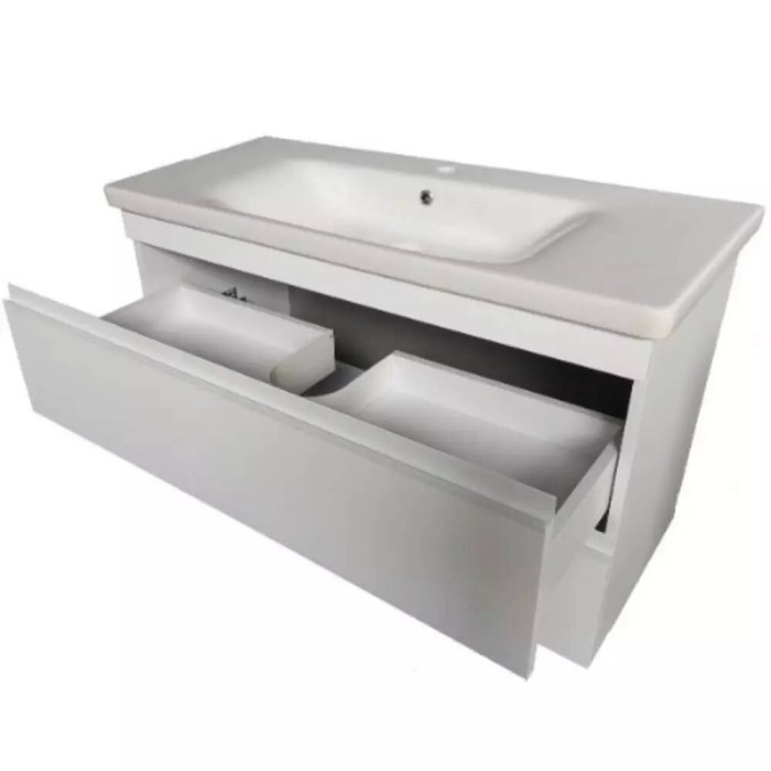 Тумба Devit Frame 753100W 100 см з раковиною та сифоном, біла глянцева