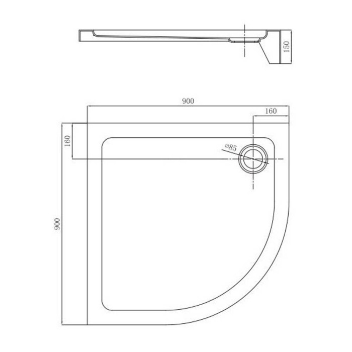 Душовий піддон Primera Frame STQ2090 90х90х15 см чверть кола