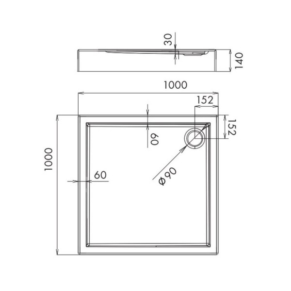 Душовий піддон Primera Frame STR1010 100x100х14 см квадратний