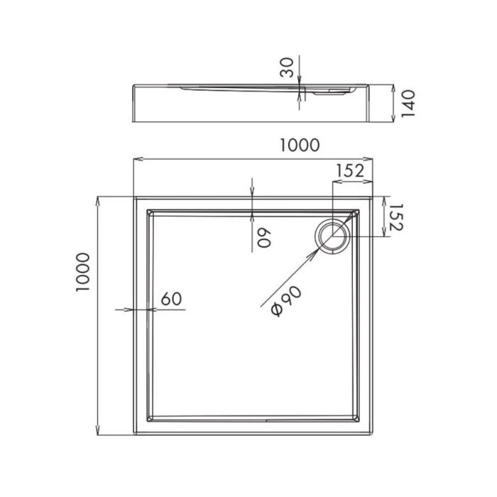 Душовий піддон Primera Frame STR1010 100x100х14 см квадратний