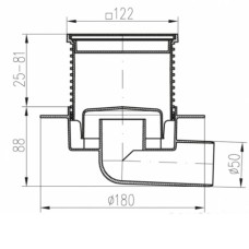 Душовий трап MCH G 425 NXL DN50 h-113-169 мм, решітка Квадрати, з сухим сифоном