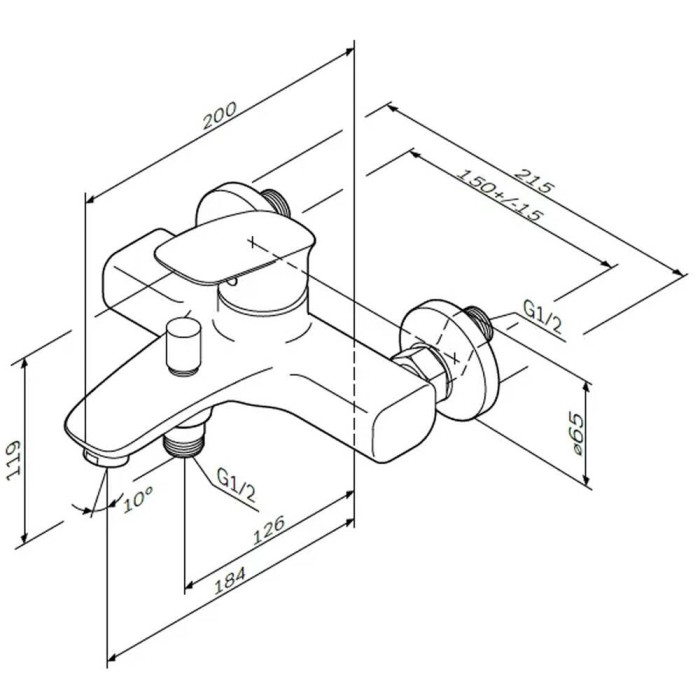 Змішувач для ванни AM.PM Spirit V2.1 F71A10000
