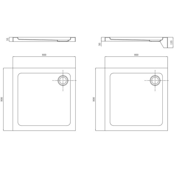 Душовий піддон Primera Frame STR1080 80х80х13,5 см квадратний