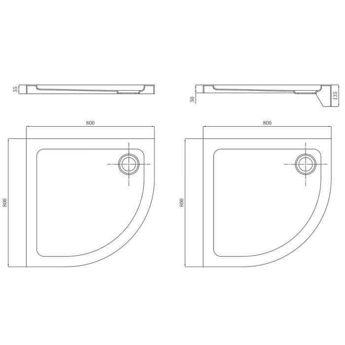 Душовий піддон Primera Frame STQ2080 80х80х13,5 см чверть кола