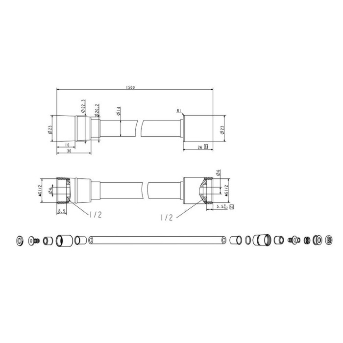 Душовий шланг Devit 22155B 1,5 м