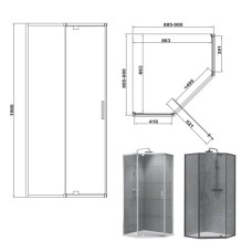 Душова кабіна Devit Art 2.0 FEN0140B 90х90 см профіль чорний матовий, прозоре скло
