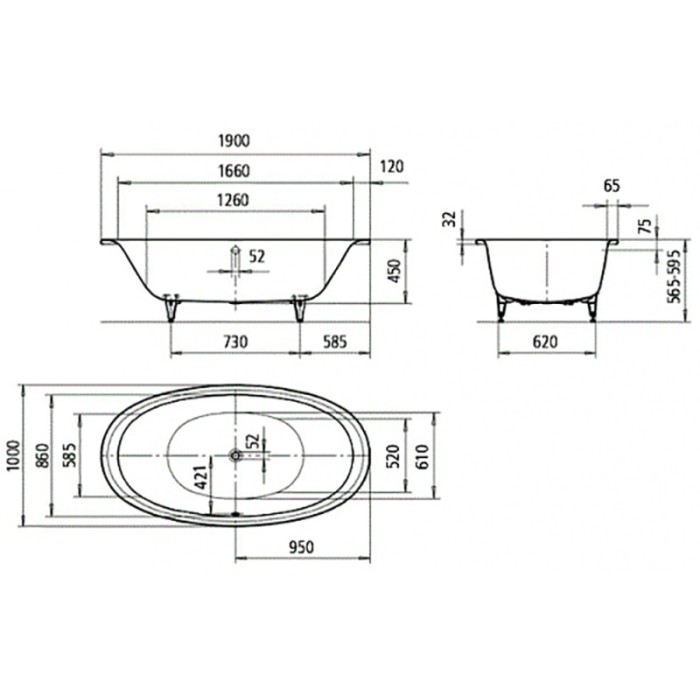 Ванна KALDEWEI ELLIPSO DUO OVAL 190x100 286200010001