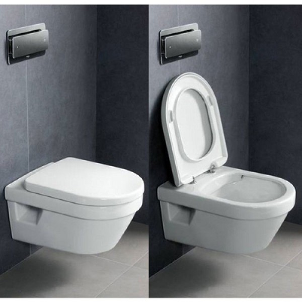 Комплект 4 в 1 инсталляция Grohe Rapid SL 38721001 с клавишей смыва и унитазом Villeroy & Boch Architectura Direct Flush 5684HR01 с сидением soft-close