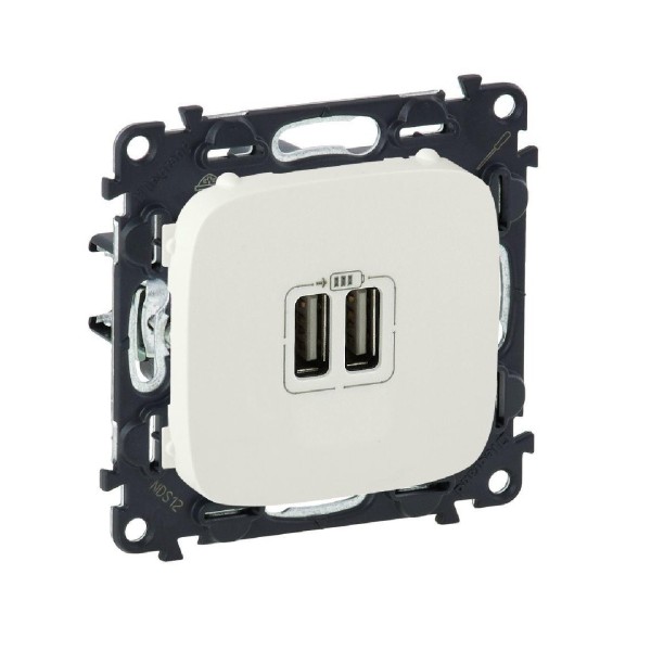 Плитка керамогранит USB-розетка LEGRAND Valena Allure двойная Жемчуг (754999) для пола