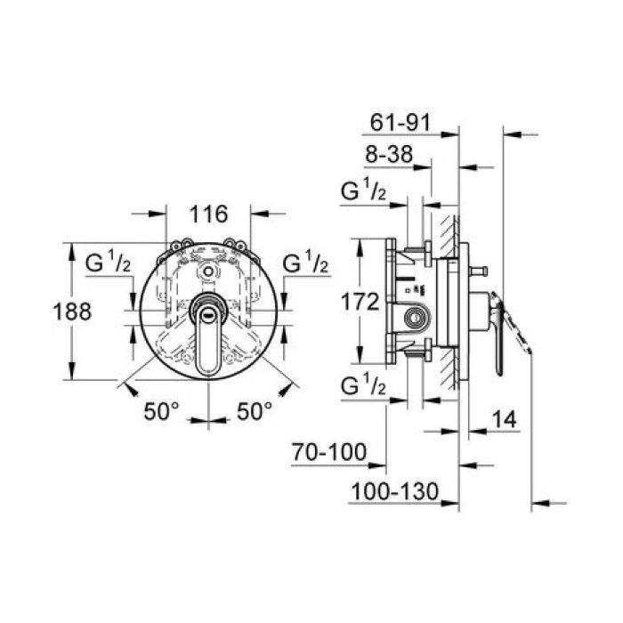 Смеситель однорычажный Grohe Veris (19344000)