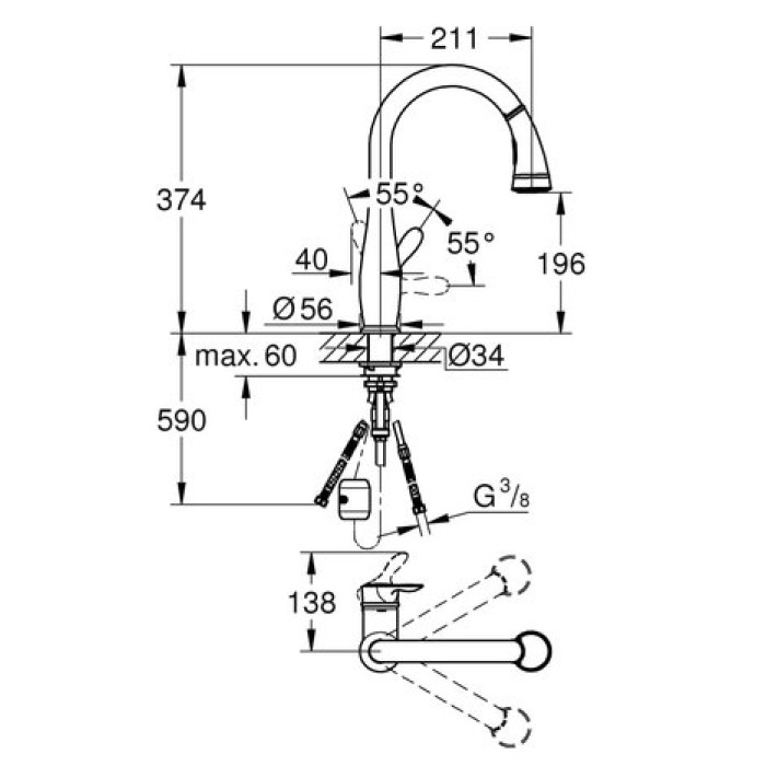Смеситель для кухни Grohe Parkfield 30215DC1
