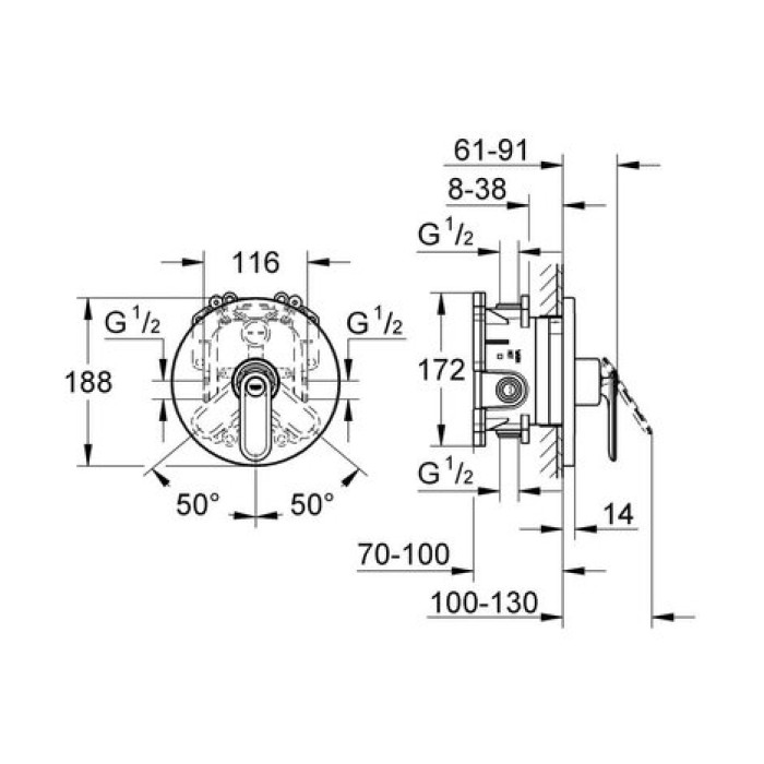 Смеситель однорычажный Grohe Veris (19367000)