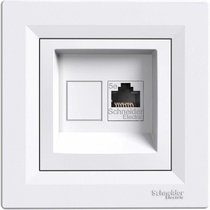 Плитка керамогранит Розетка компьютерная Schneider Asfora RJ45 5e UTP Белая (EPH4300121) для пола