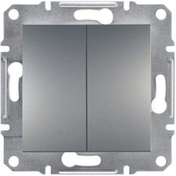 Вимикач 2-клавішний Сталь ASFORA (EPH0300162), Schneider Electric