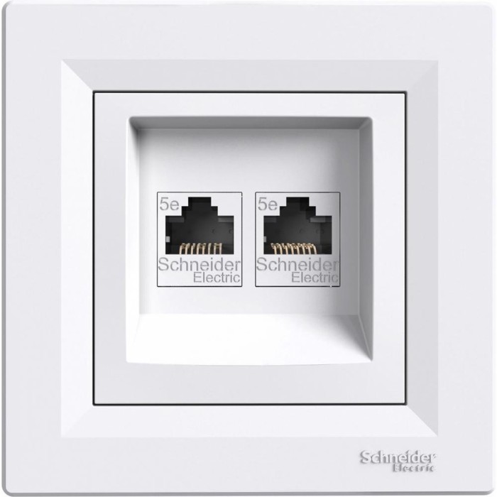 Плитка керамогранит Розетка компьютерная Schneider Asfora RJ45 5e UTP 2-я Белая (EPH4400121) для пола