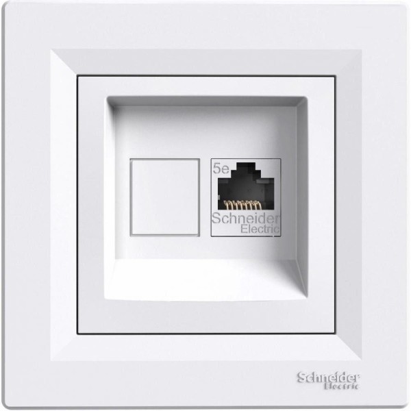 Плитка керамогранит Розетка компьютерная Schneider Asfora RJ45 5e UTP Белая (EPH4300121) для пола