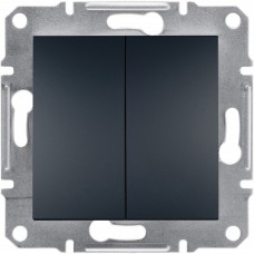 Вимикач 2-клавішний прохідний Антрацит ASFORA (EPH0600171), Schneider Electric