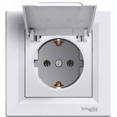 Розетка з заземленням, з кришкою Білий ASFORA (EPH3100121), Schneider Electric