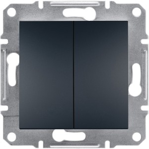 Вимикач 2-клавішний прохідний Антрацит ASFORA (EPH0600171), Schneider Electric
