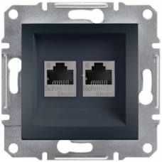 Розетка подвійна RJ45 кат 6е UTP Антрацит ASFORA (EPH4800171), Schneider Electric