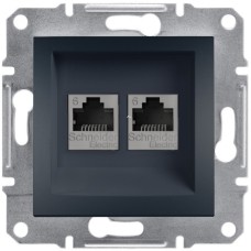 Плитка керамогранит Розетка компьютерная Schneider Asfora RJ45 5e UTP 2-я Антрацит (EPH4800171) для пола
