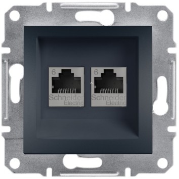 Розетка подвійна RJ45 кат 6е UTP Антрацит ASFORA (EPH4800171), Schneider Electric