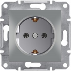 Розетка з заземленням Алюміній ASFORA (EPH2900161), Schneider Electric
