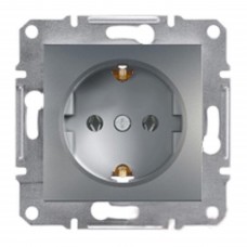Розетка з заземленням Сталь ASFORA (EPH2900162), Schneider Electric