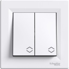 Вимикач 2-клавішний прохідний Білий ASFORA (EPH0600121), Schneider Electric Вимикач 2-клавішний прохідний Білий ASFORA (EPH0600121), Schneider Electric