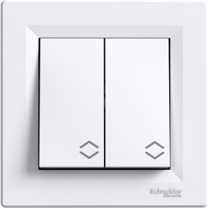 Вимикач 2-клавішний прохідний Білий ASFORA (EPH0600121), Schneider Electric