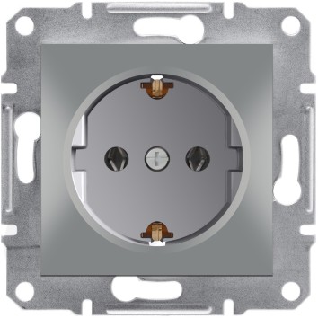 Розетка з заземленням Алюміній ASFORA (EPH2900161), Schneider Electric