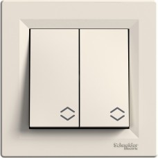 Вимикач 2-клавішний прохідний Крем ASFORA (EPH0600123), Schneider Electric
