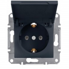 Розетка з заземленням, з кришкою Антрацит ASFORA (EPH3100171), Schneider Electric