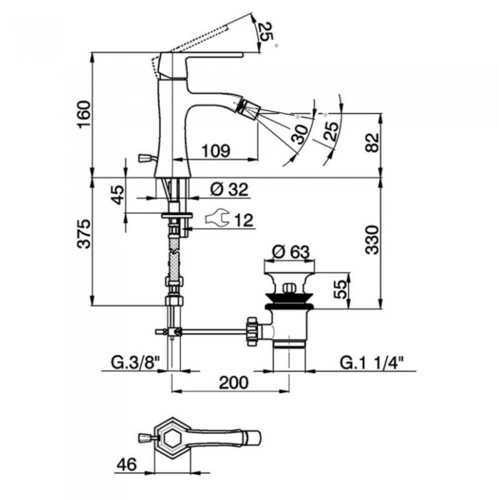 Змішувач для біде Cisal Cherie CH000554.7C