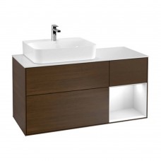 Тумба для раковини Villeroy&Boch Finion G151GFGN підвісна горіх/біле скло