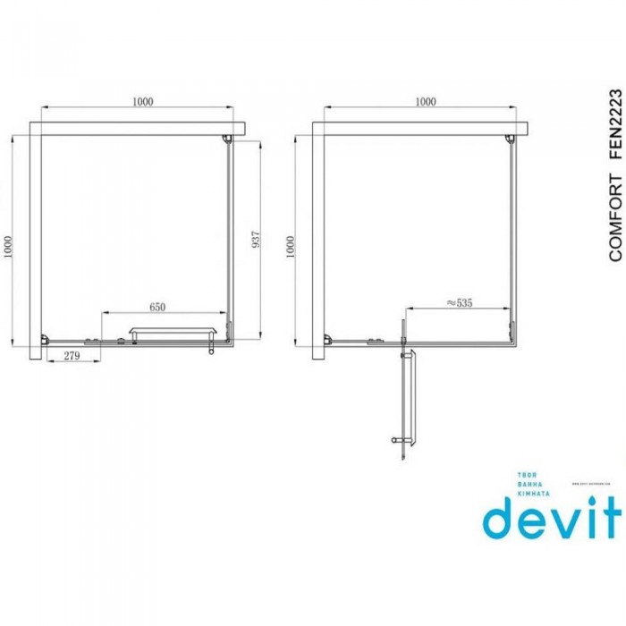 Душевая кабина Devit Comfort FEN2223 квадратная 100х100 см