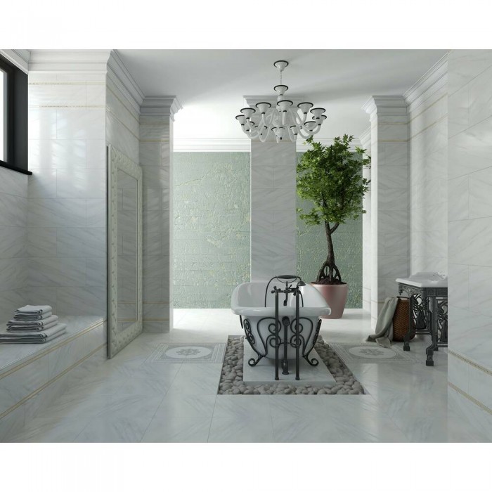 Плитка GOLDEN TILE Каррара КАРРАРА БЕЛЫЙ Е50059 (Е50051) 8×600×300 под мрамор