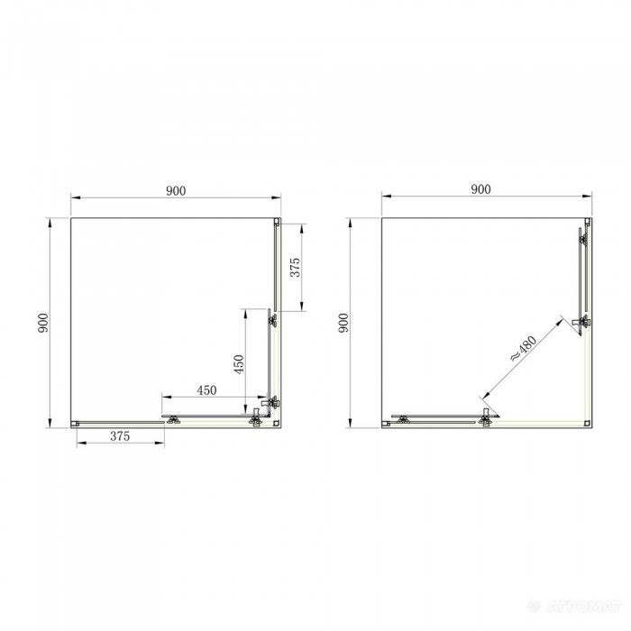 Душова кабіна Primera Frame SHRC53906 90х90 см профіль хром/прозоре скло