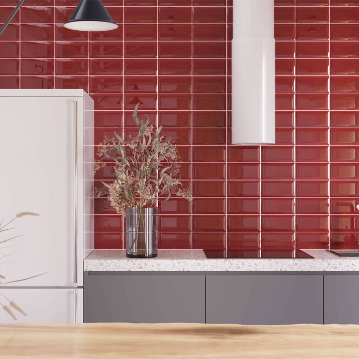 Плитка GOLDEN TILE Metrotiles красный 469061 8×200×100
