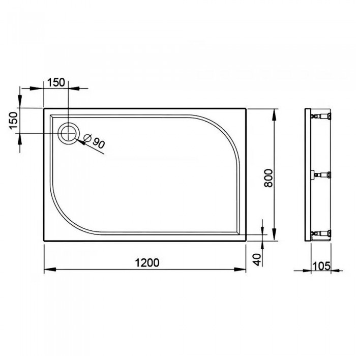 Поддон Devit Universal FTR4112 душевой 120х80 (прямоуг.), с ножками, панелью, сифоном