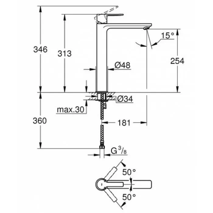 Смеситель для раковины GROHE Lineare xL-Size 23405DC1