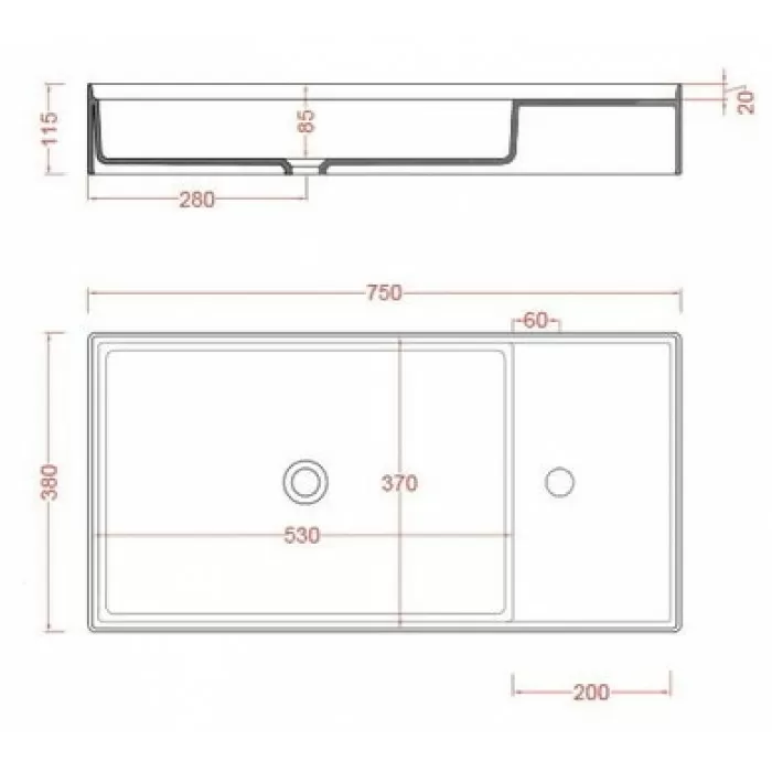 Керамическая раковина 75 см Artceram Scalino, cement arabica (SCL004 25;00)