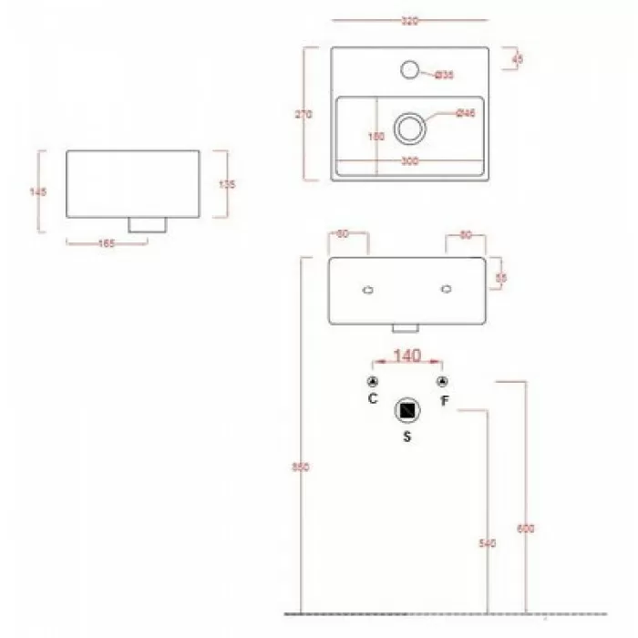 Керамическая раковина 32 см Artceram Quadro, white glossy (QUL006 01;00)