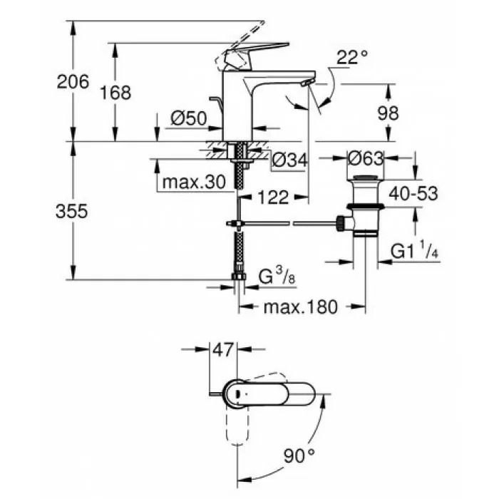 Смеситель для раковины Grohe Eurosmart cosmopolitan M-Size 2339600E