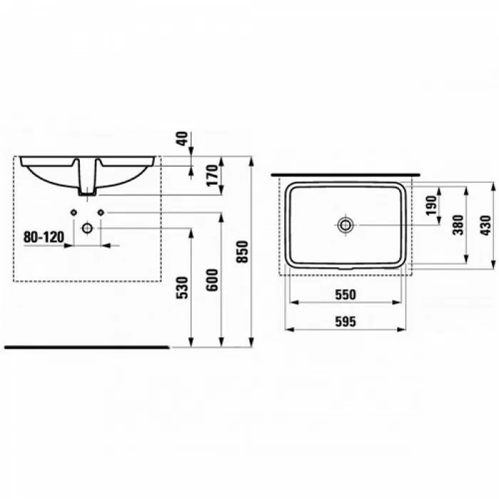Раковина под столешницу Laufen Pro S H8119630001091